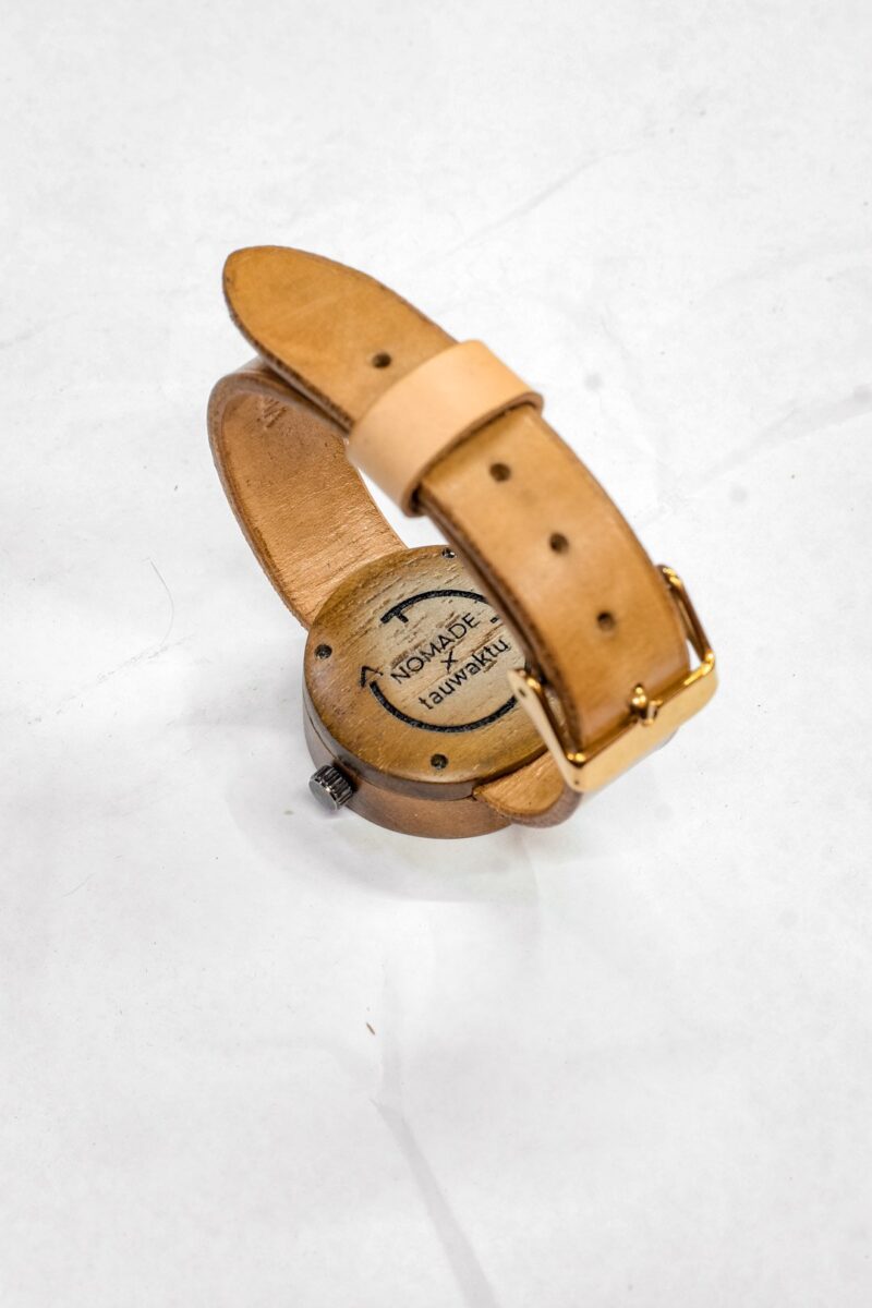 Nomade x Tauwaktu Mini Wooden Watch with Natural Leather Strap - Image 2