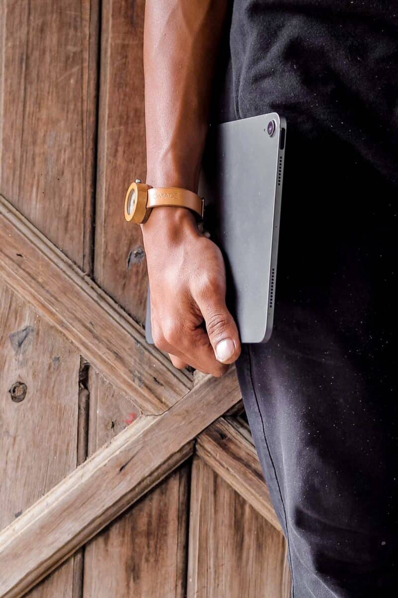 Nomade x Tauwaktu Mini Wooden Watch with Natural Leather Strap - Image 3